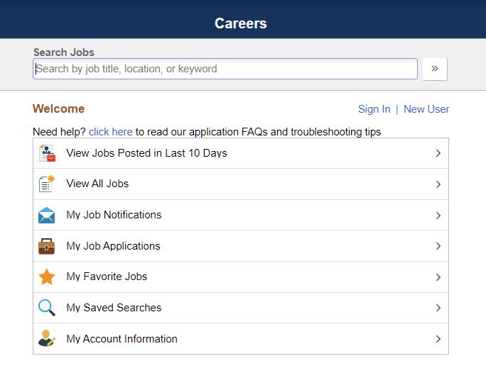A screenshot of the FIU Careers website.